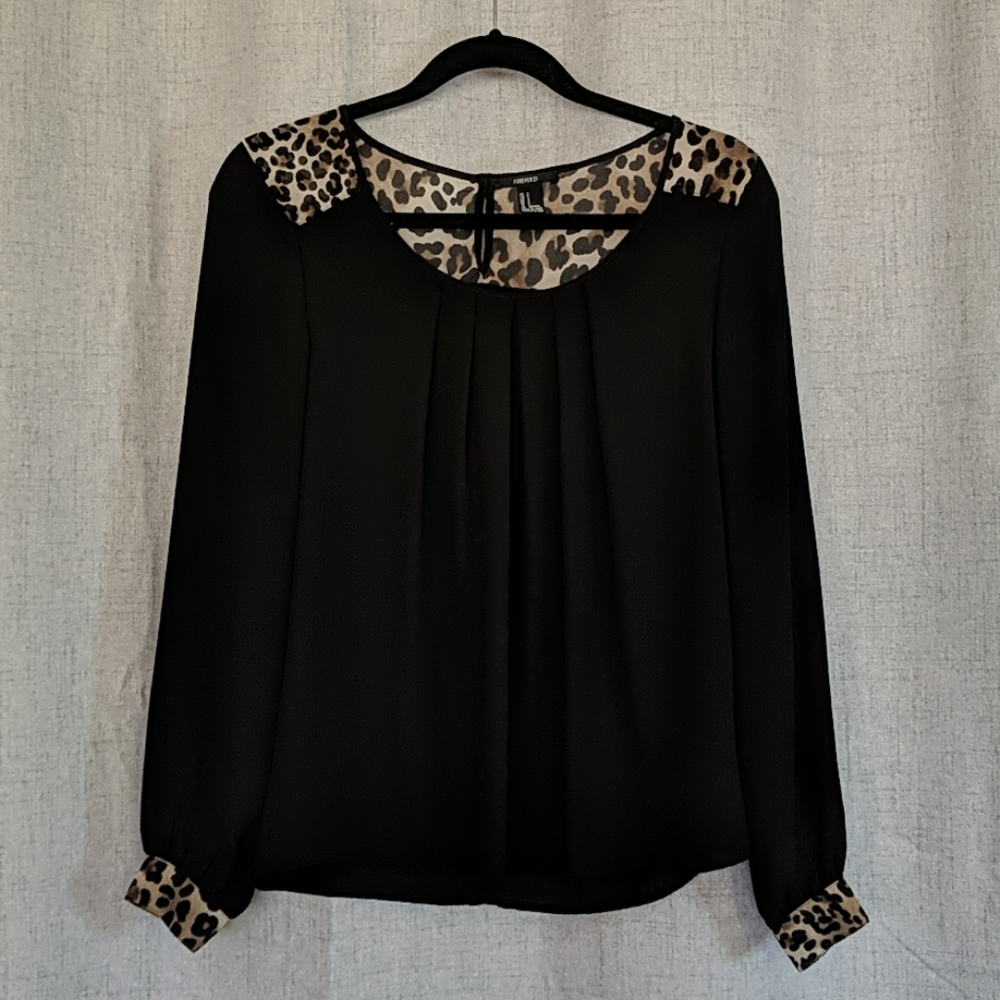 Black and Cheetah print Blouse